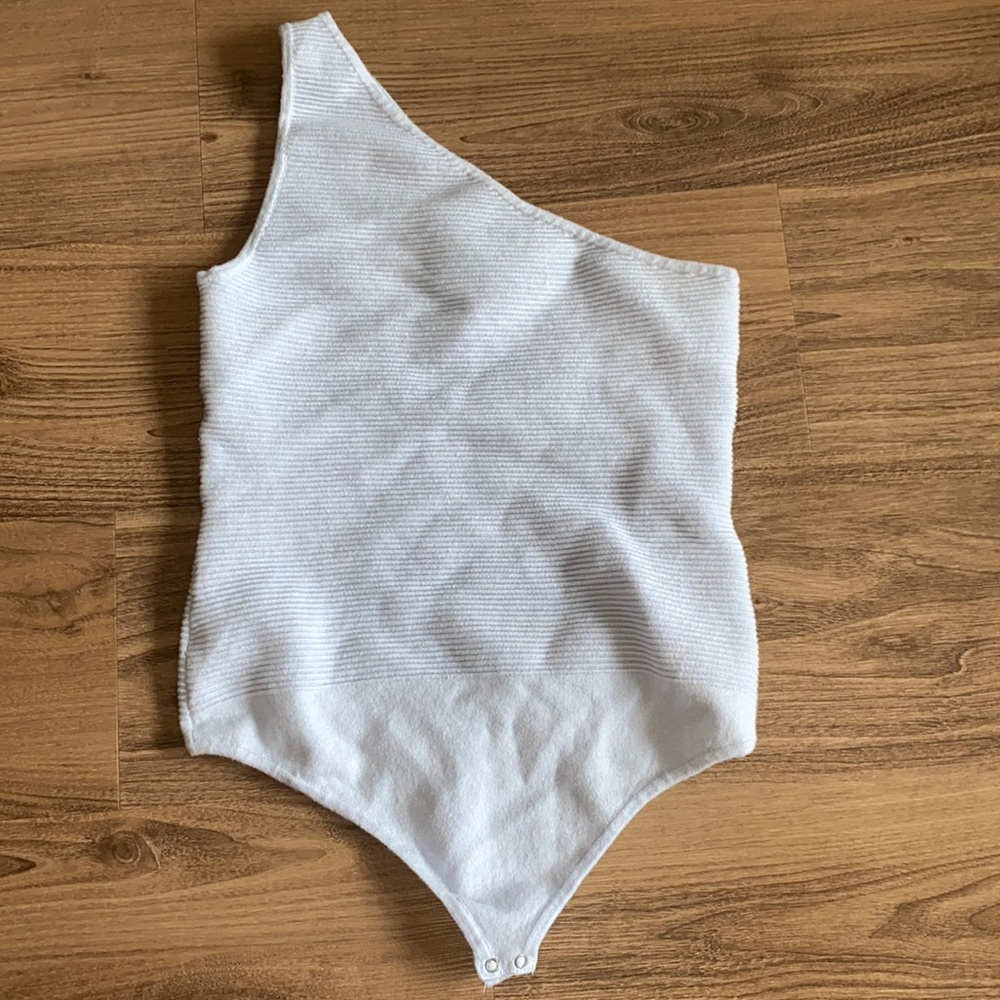 Abercrombie light blue one shoulder ribbed body suit